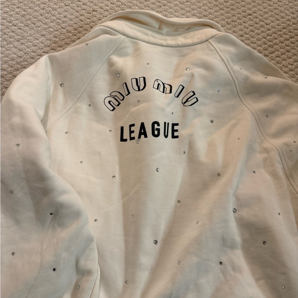 Miu Miu Ivory Embellished Polo Sweatshirt - Picture 8 of 8